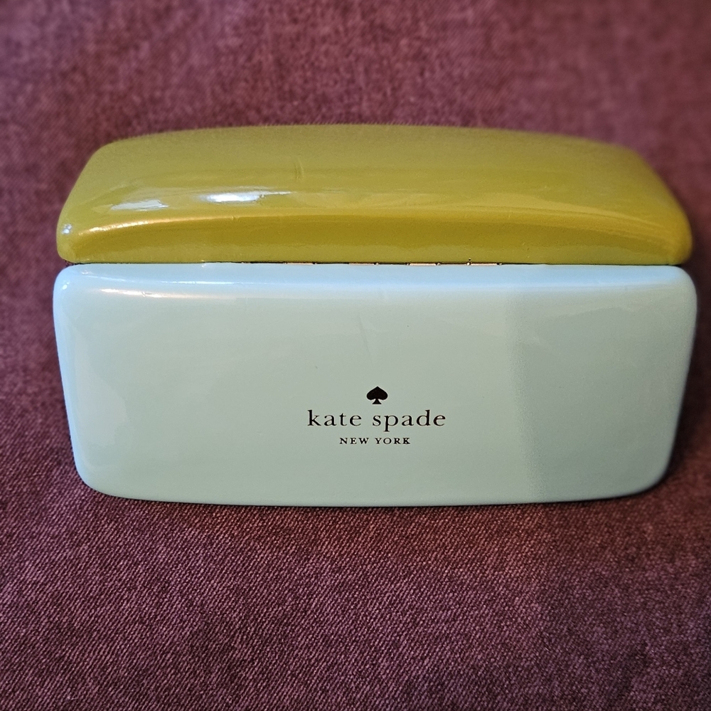 kate spade yellow and light mint eyeglass case